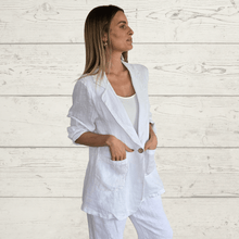 Cargar imagen en el visor de la galería, Chaqueta Blazer de Lino Italiano, color blanco
