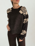 Sweater Flores en las Mangas, color Café