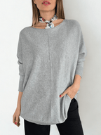 Sweater Ancho con Ribete, color Gris