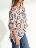 Blusa Italiana Estampado Circulos, fondo Beige