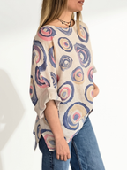Blusa Italiana Estampado Circulos, fondo Beige