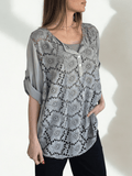 Blusa Italiana Macramé con Polera, color Taupe