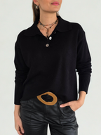 Sweater Tres Botones, color Negro