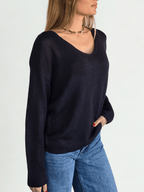 Sweater Básico escote en V, color Azul