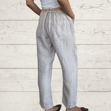 Cargar imagen en el visor de la galería, Pantalón 1005 Lino Italiano lazo en la cintura, color Beige
