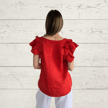 Cargar imagen en el visor de la galería, Blusa Lino Italiano, color Rojo tomate
