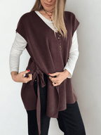 Sweater sin mAngas Lazo, color Chocolate