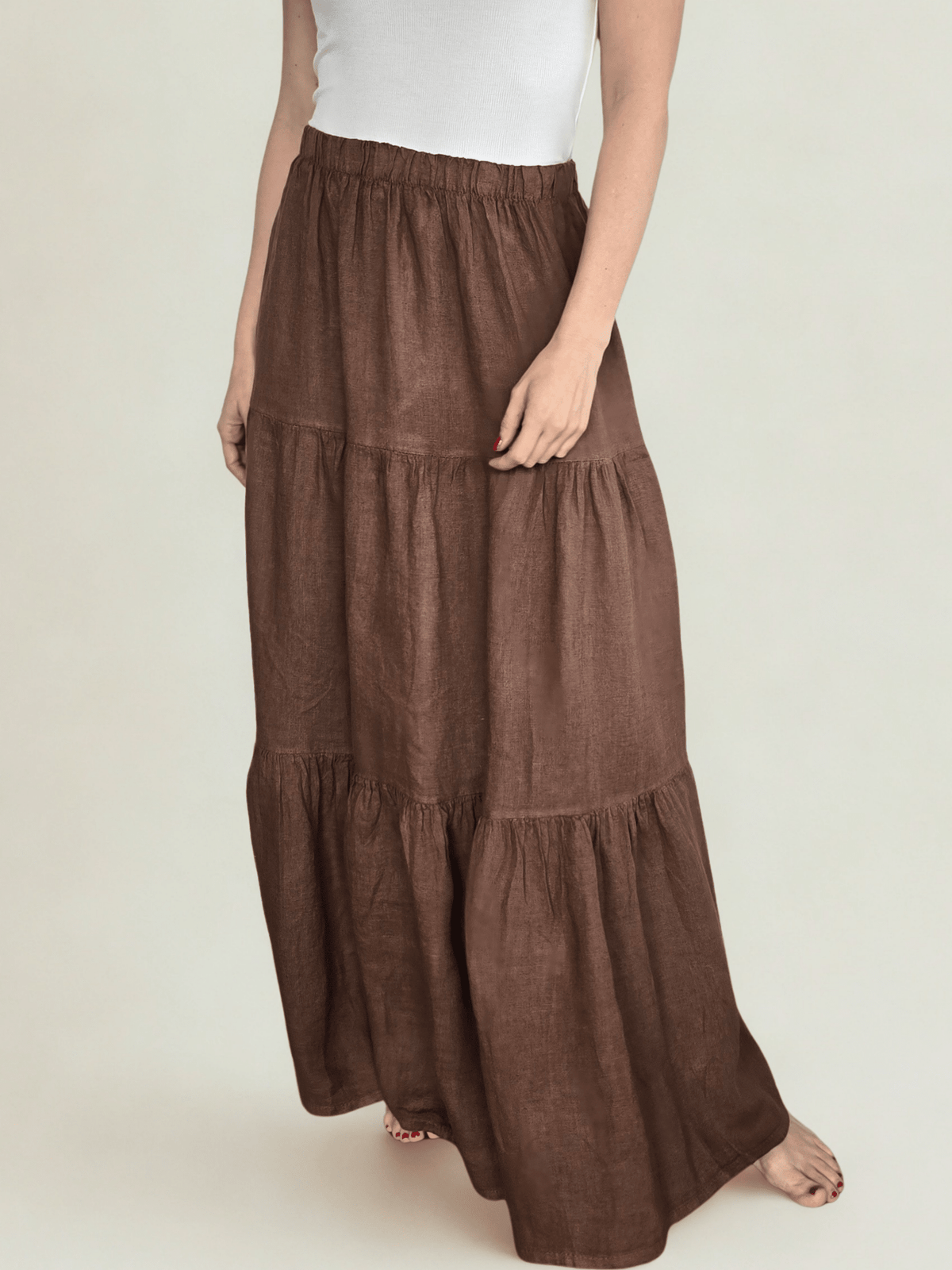 Pollera Italiana 100% Lino, color Chocolate