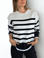 Sweater Rayado, color Negro con Blanco