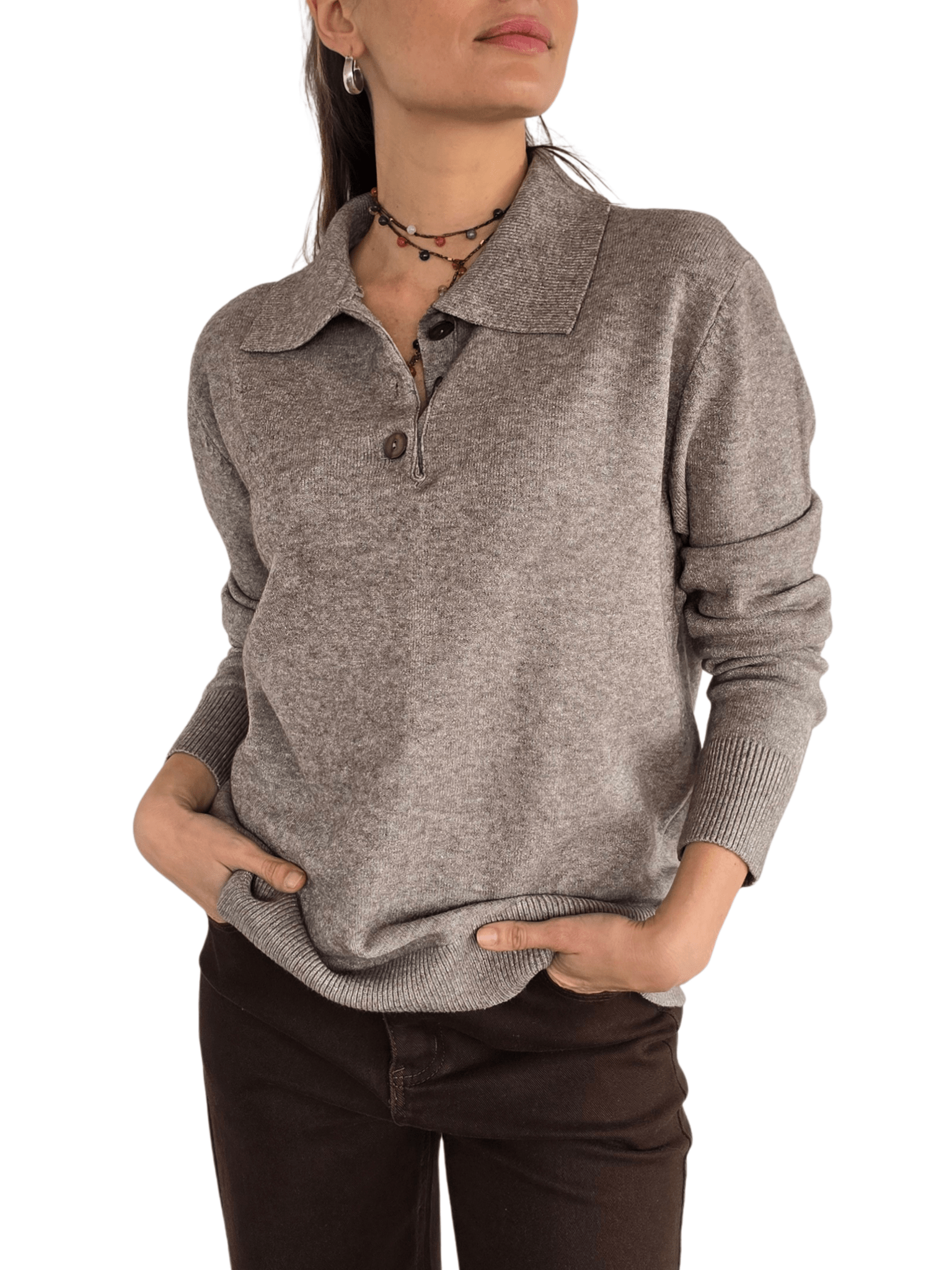 Sweater Tres Botones, color Taupe