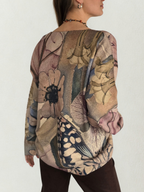Sweater Estampado con Flores, fondo Beige