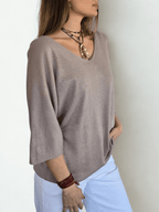 Sweater Italiano Manga 3/4, color Taupe