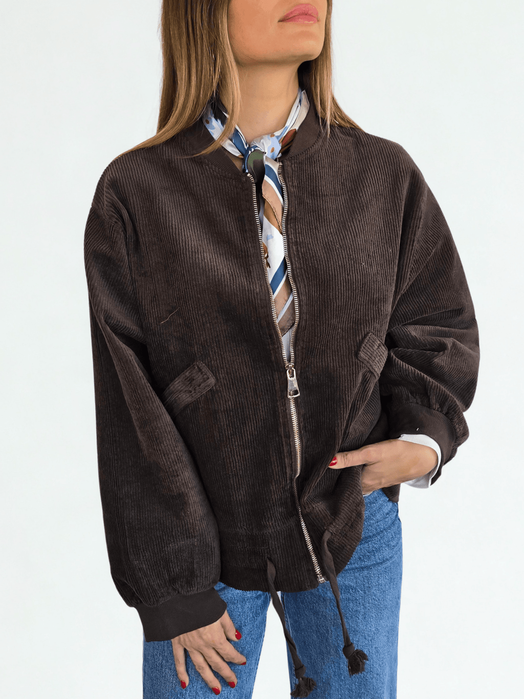 Chaqueta Italiana Bomber, color Café