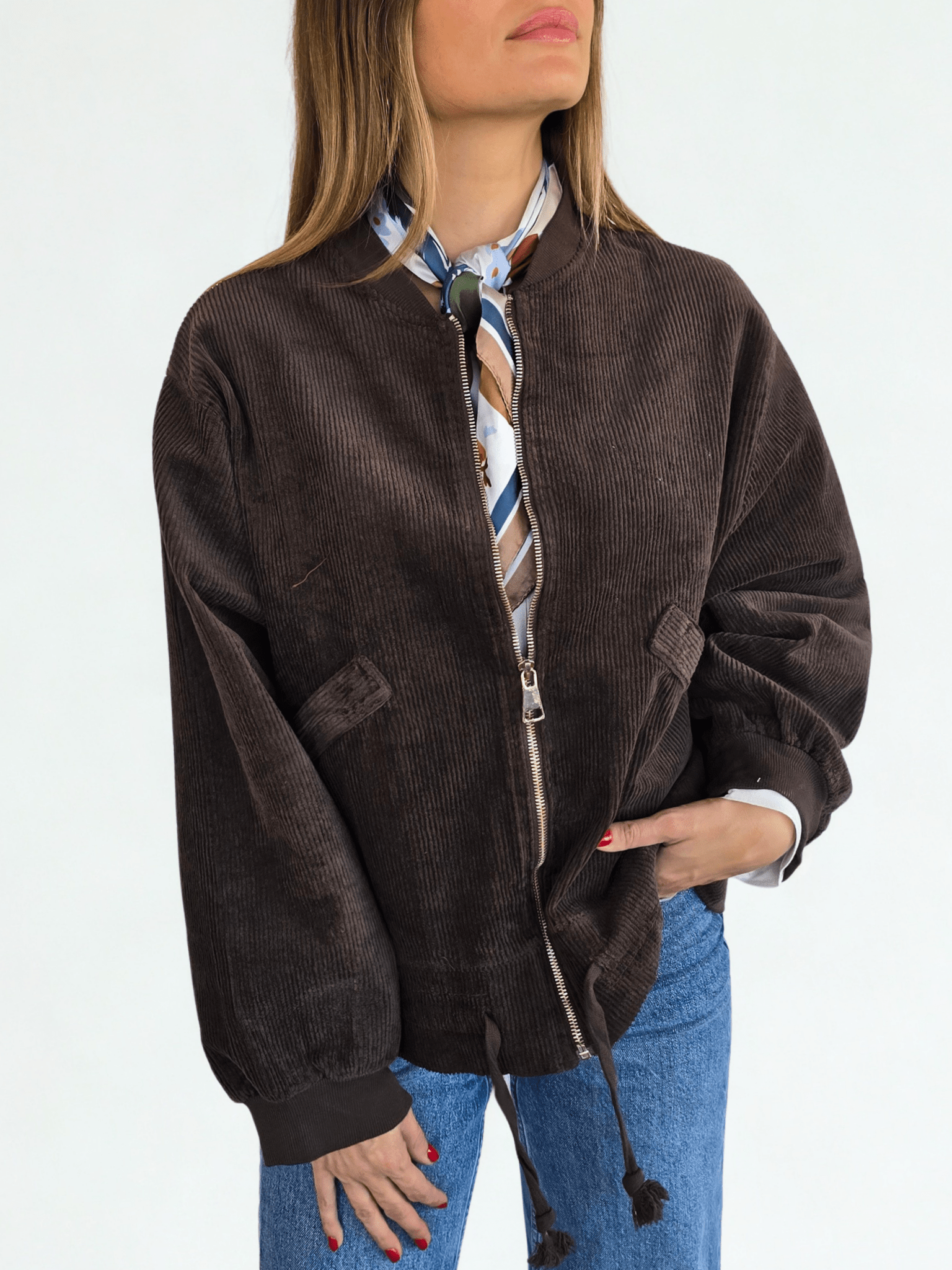 Chaqueta Italiana Bomber, color Café