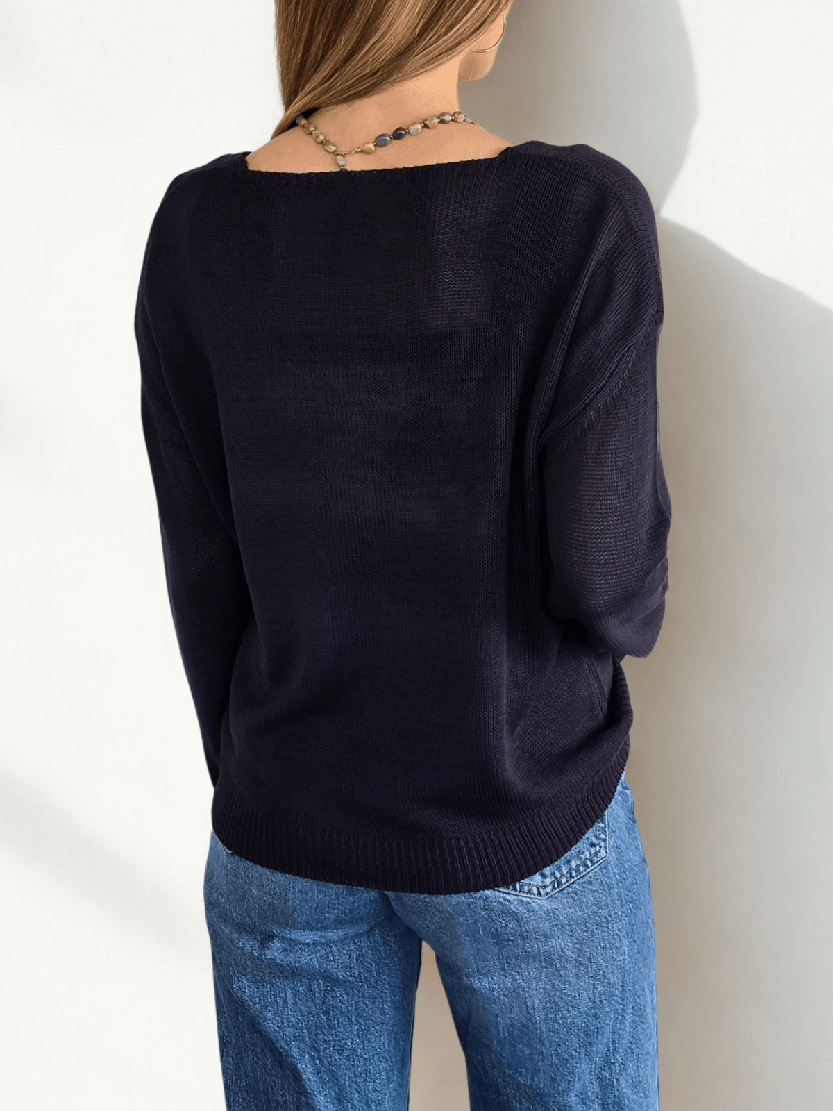 Sweater Básico escote en V, color Azul