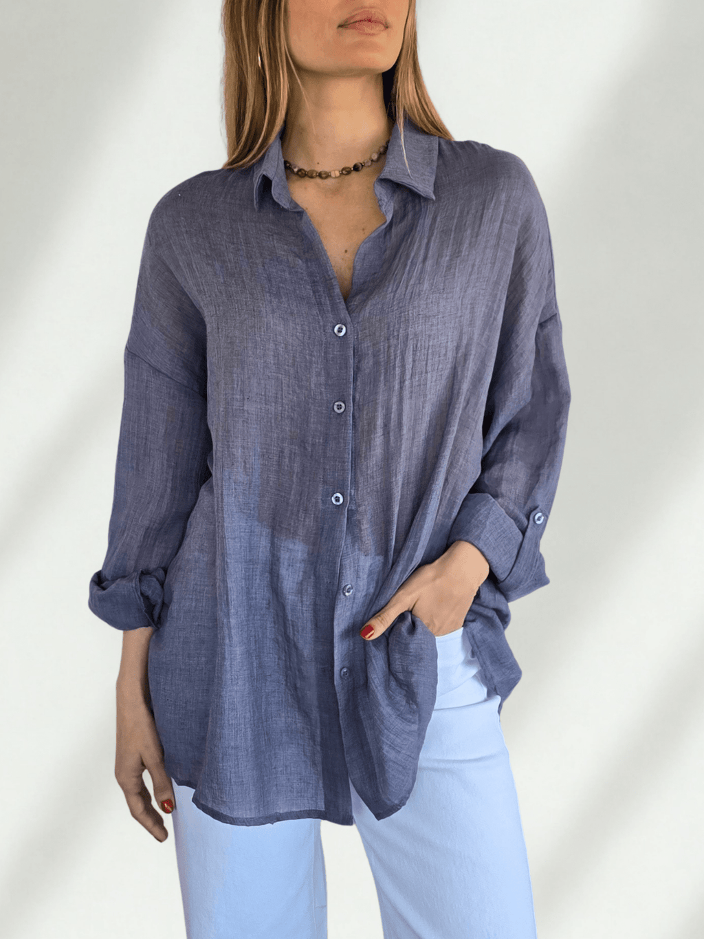 Blusa de Algodón, color Azul