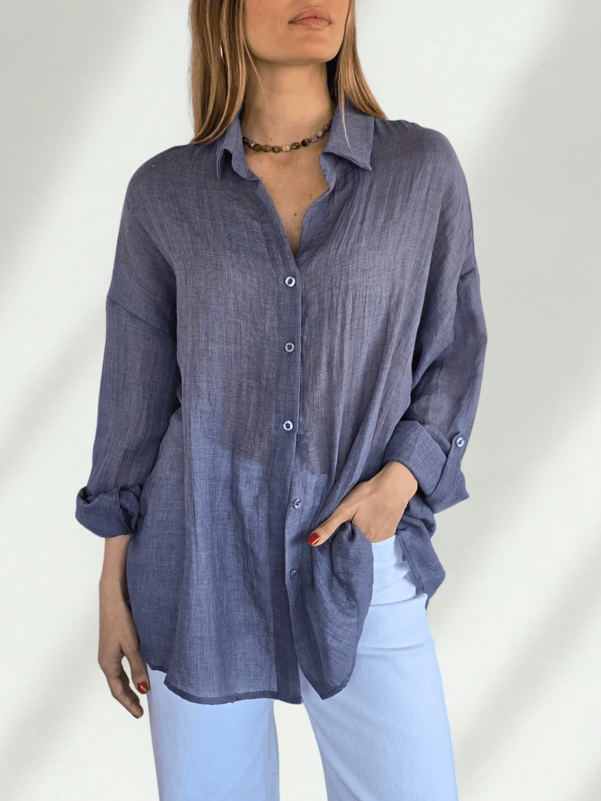 Blusa de Algodón, color Azul