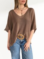Sweater Italiano Manga 3/4, color Chocolate