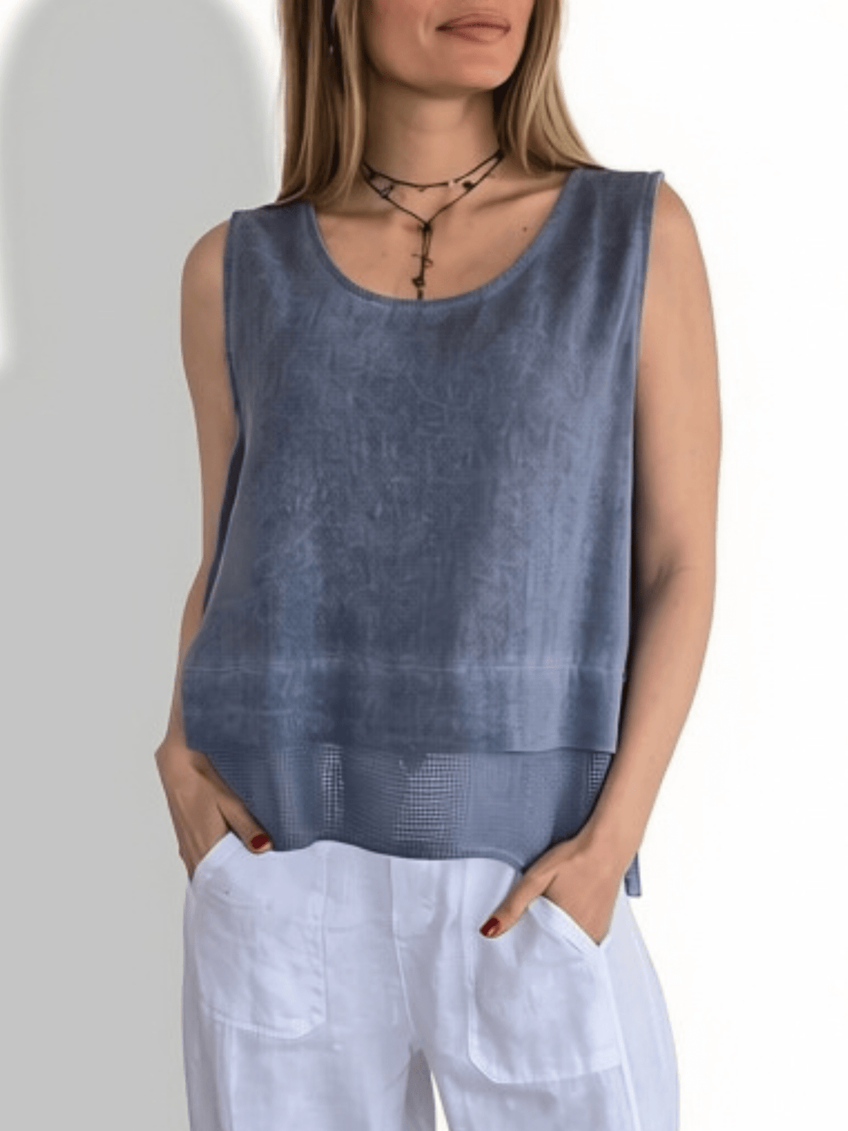 Blusa Italiana dos Texturas, color Azul