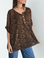 Blusa Italiana Macramé, color Chocolate