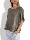 Blusa Italiana Desflecada, color Taupe