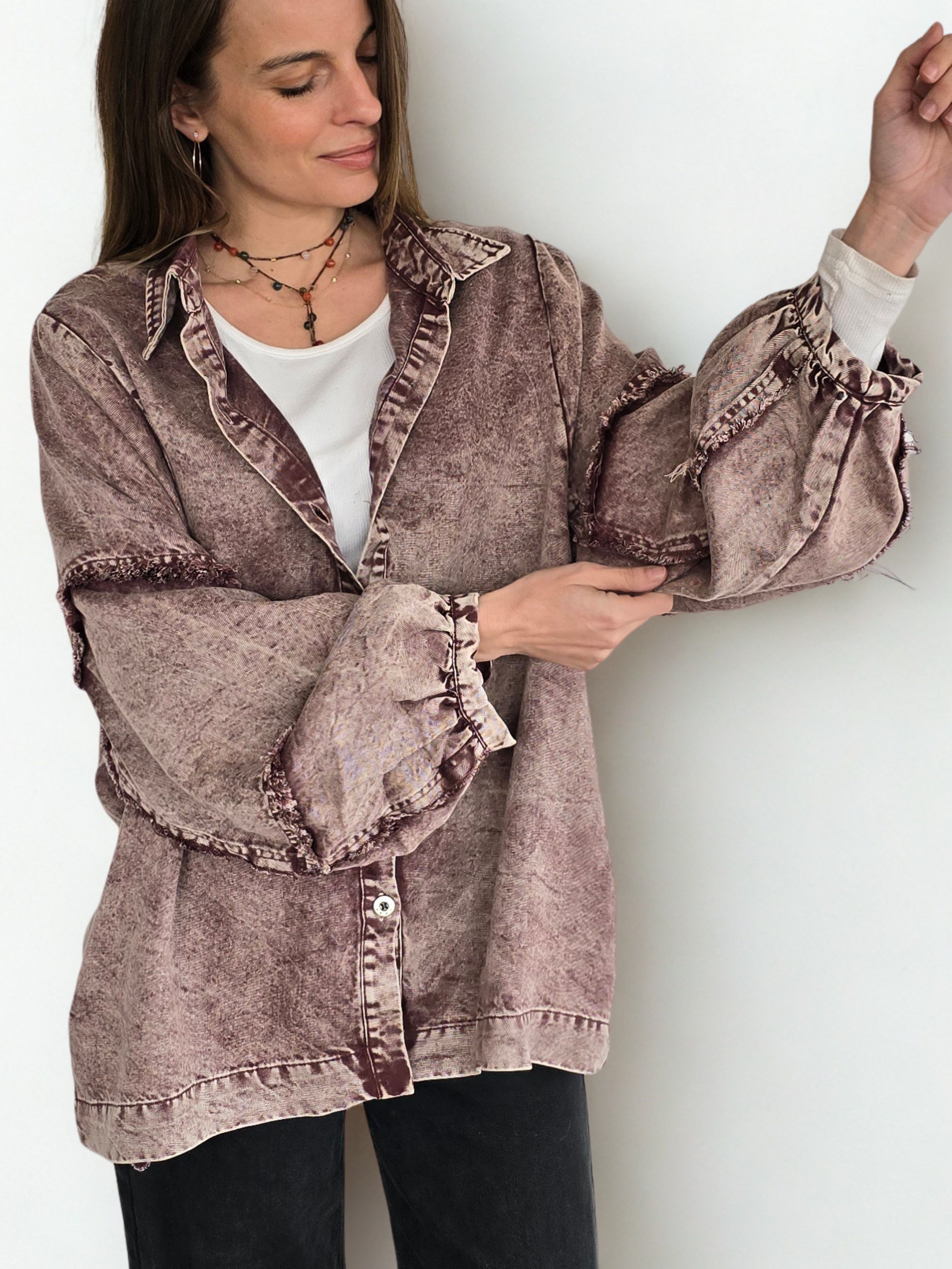Chaqueta Teñida Delgada, color Guinda