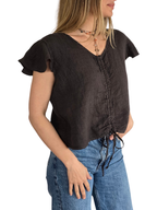 Blusa Italiana 100% Lino Tirita, color Chocolate