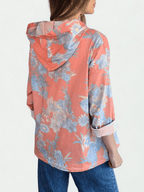 Chaqueta Estampada Flores, fondo Coral