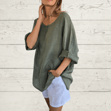 Cargar imagen en el visor de la galería, Blusa Italiana Verona 100% Lino, color Verde
