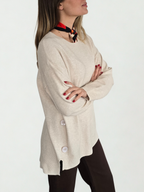 Sweater con Botones a los Lados, color Beige