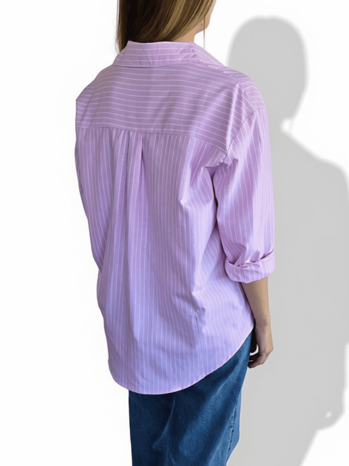 Blusa Rayada, color Rosado con Blanco