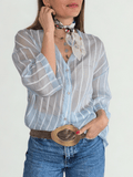 Blusa Italiana Rayada, fondo Celeste