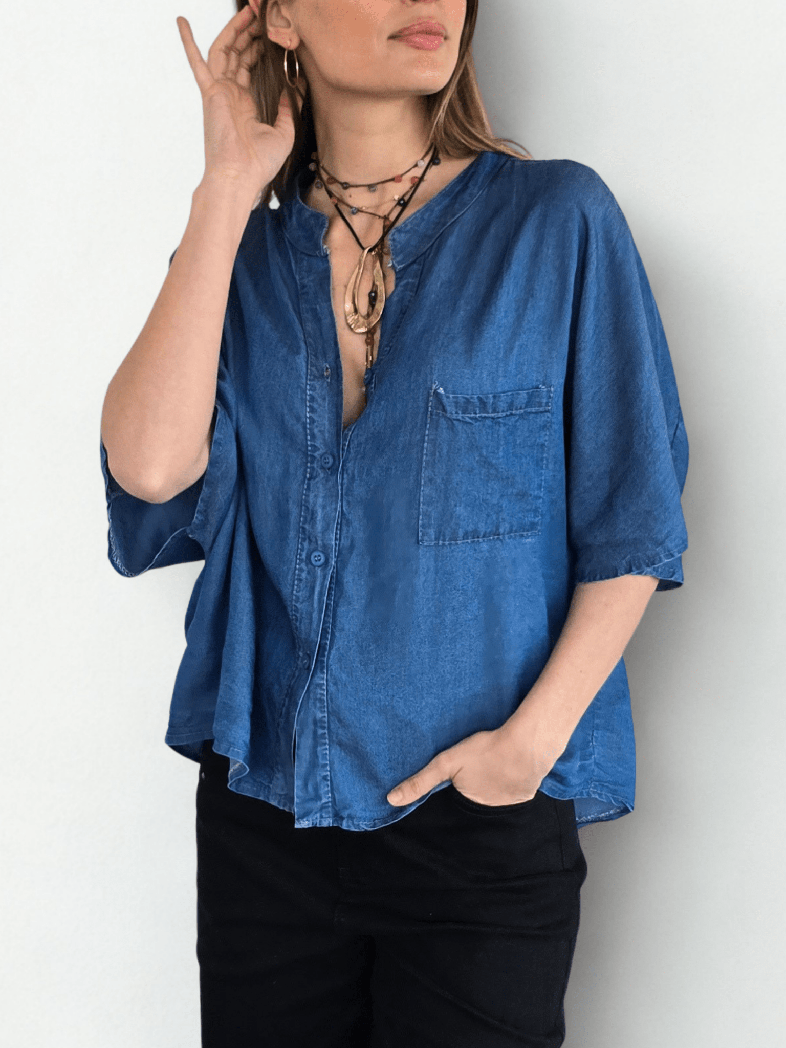 Blusa Italiana Jeans, color Azul