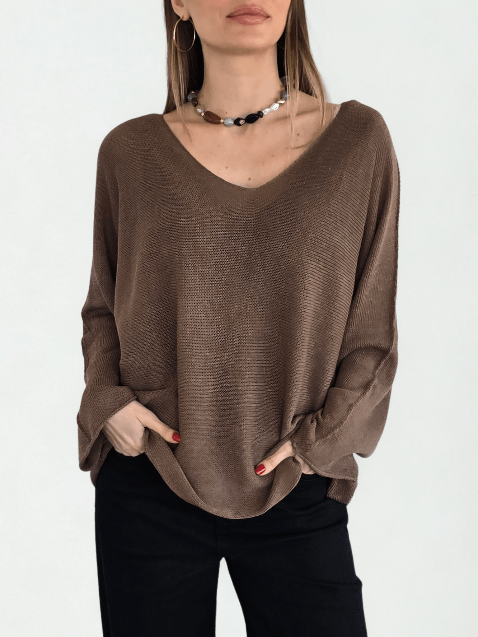 Sweater Italiano de Hilo, color Chocolate