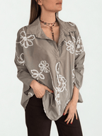 Blusa Italiana Bordada, color Taupe