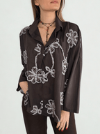 Blusa Italiana Bordada, color Chocolate