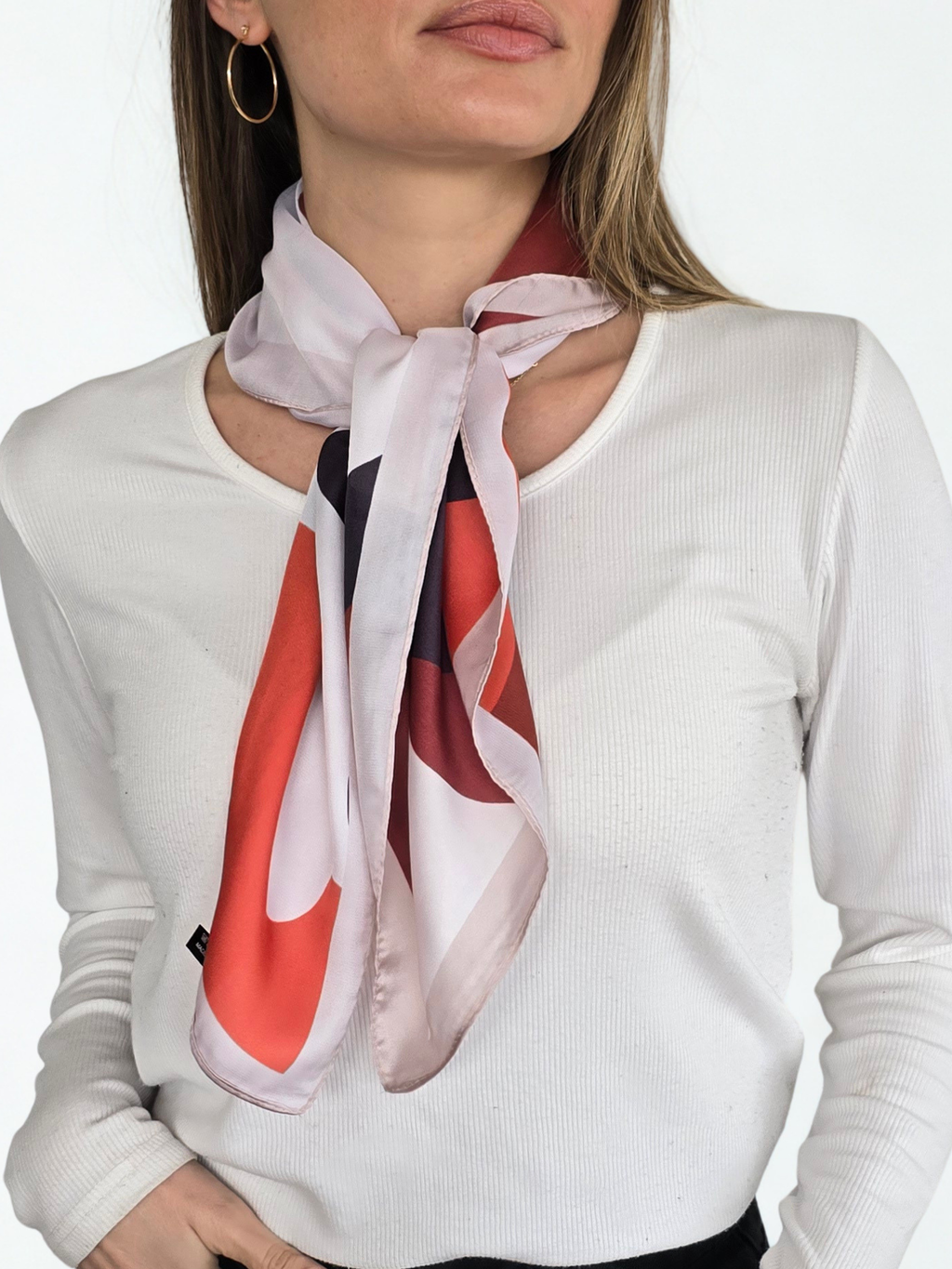 Pañuelo Estampado, Guinda con Rosado