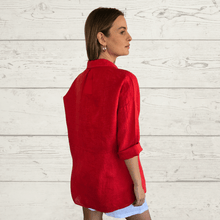 Cargar imagen en el visor de la galería, Blusa Italiana Venecia 100% Lino, color Rojo
