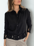 Blusa con Macramé, color Negro