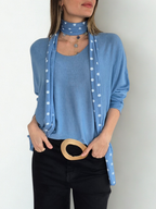 Sweater Italiano con Polera y Pañuelo, color Jacinto