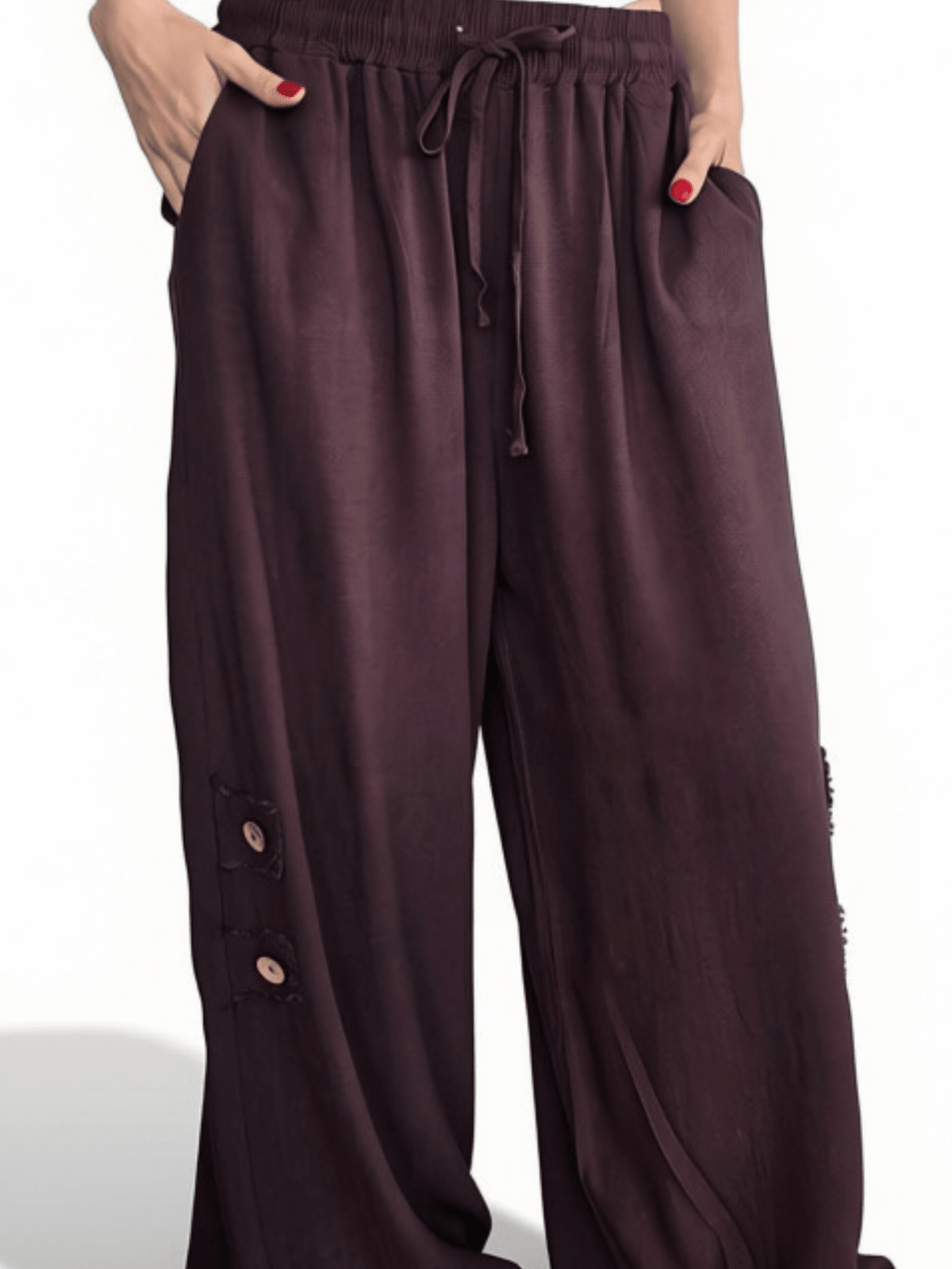 Pantalón con Botones a los Lados, color Chocolate