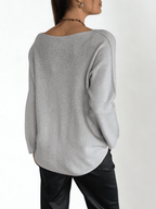 Sweater Italiano Escote en V, color Gris
