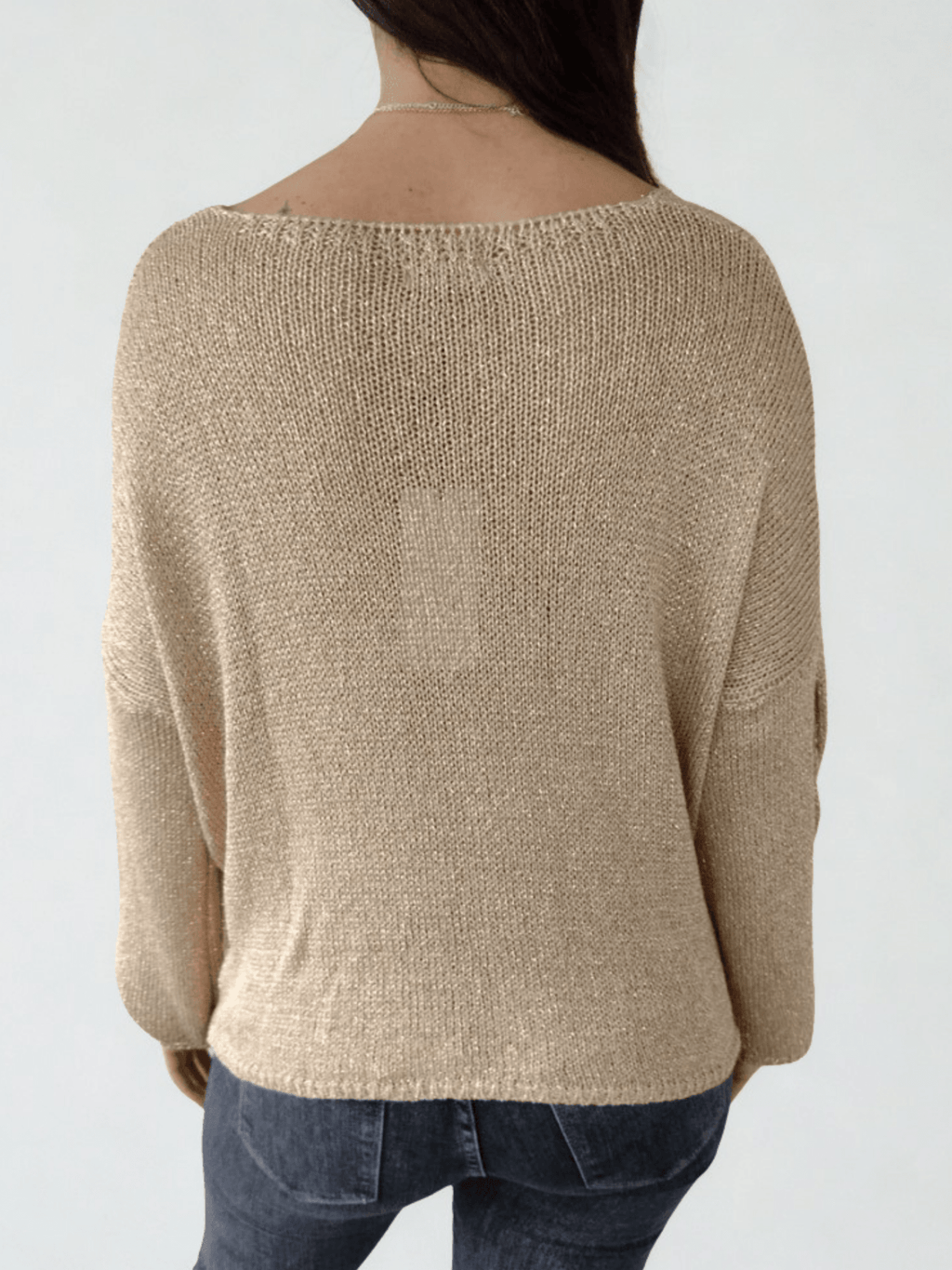 Sweater Italiano con adornos en las mangas, color tostado