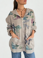 Chaqueta de Jeans Estampada, fondo Gris