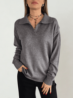 Sweater Con Cuello, color Gris