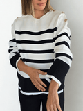 Sweater Rayado, color Negro con Blanco