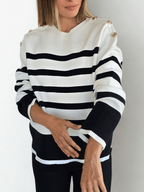 Sweater Rayado, color Negro con Blanco