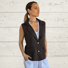 Cargar imagen en el visor de la galería, Chaqueta Blazer 100% Lino Italiano, color Café
