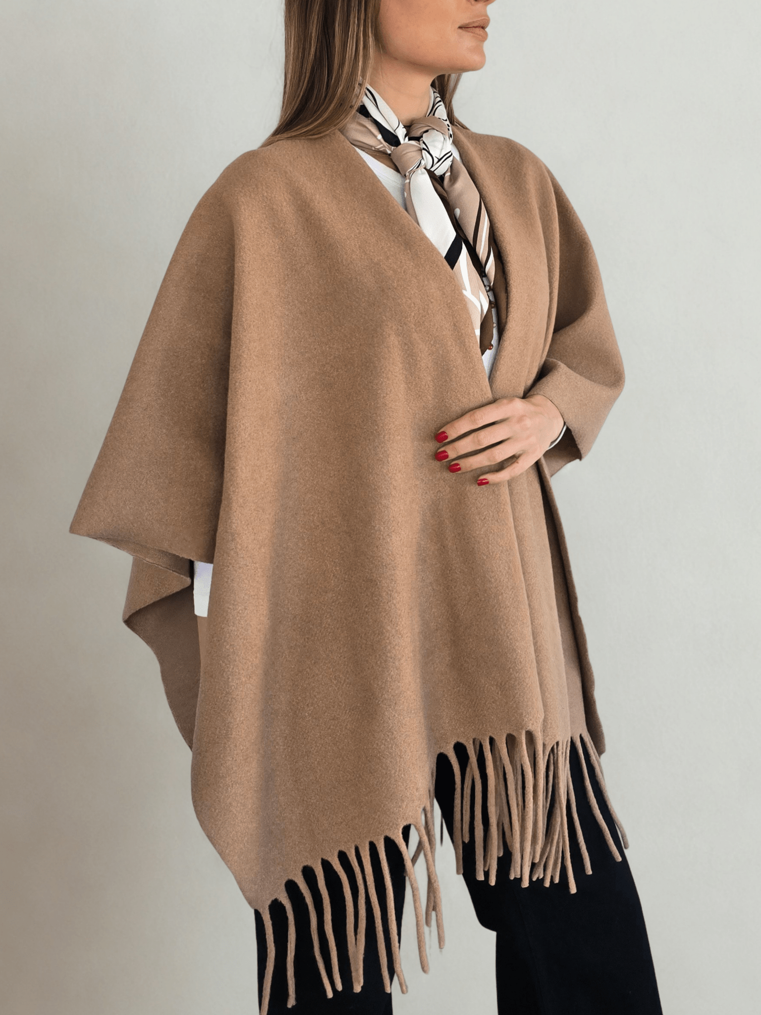 Poncho un color, color Camel