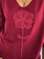 Sweater Flor, color Burdeo